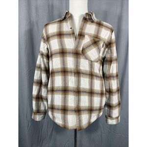 Sherpa Lining Shacket Jacket Mens S Brown‎ Plaid Snaps Pockets Outdoor Gorpcore